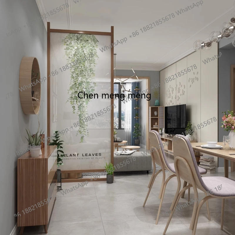 American Nordic semi-transparent solid wood screen entrance hotel living room bedroom screen