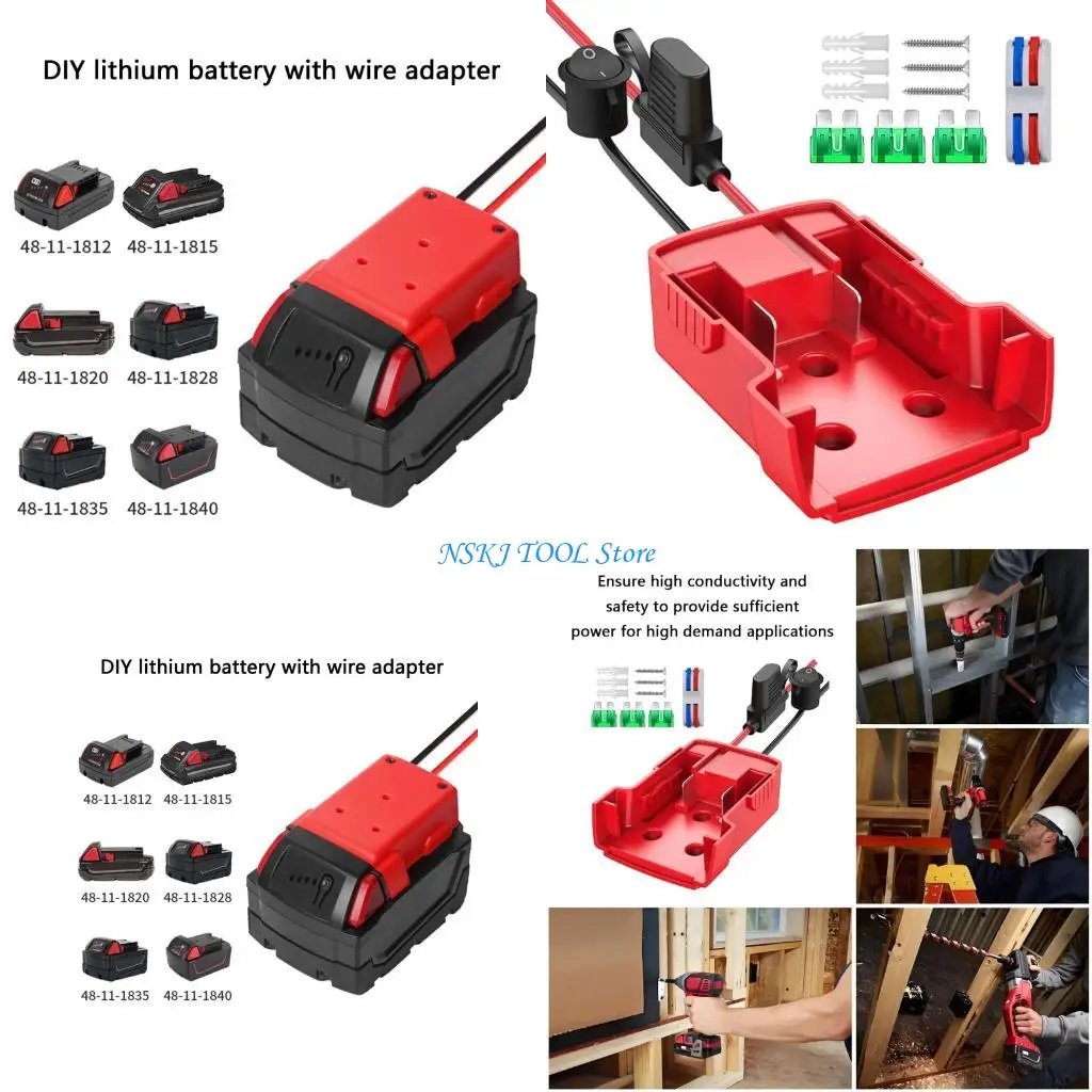 

L8RC Power Wheel Adapter for 18V Battery Adapter Power Wheel Battery Conversion with Switches Fuses Wire Terminals 12AWG