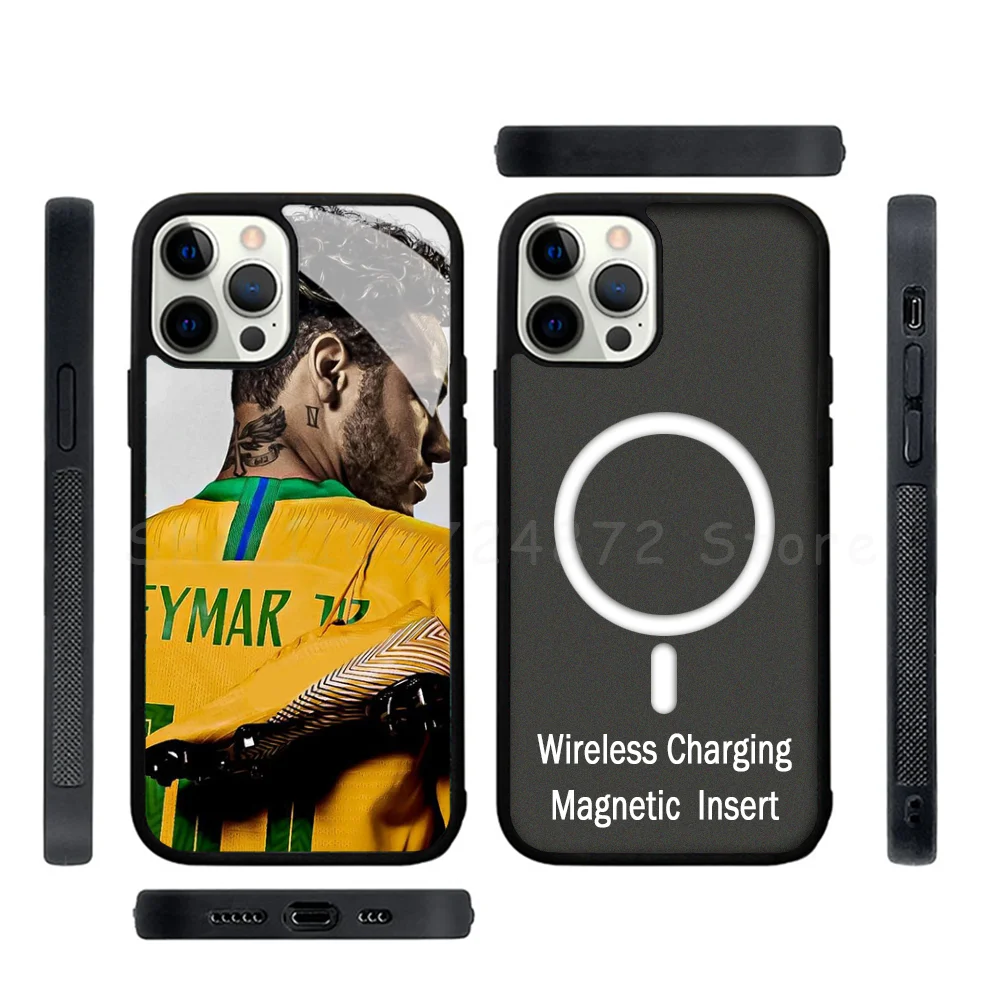 N-Neymar Phone Case Strong Magnetic For IPhone 15 14 13 Pro Max Mini Alex Mirror For Magsafe Wireless Charging Cover