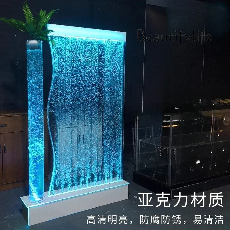 T10 Large Custom Running Water Curtain Wall Bubble Wall Screen Living Room Entrance Fish Tank Partition Aquarium Water Feature