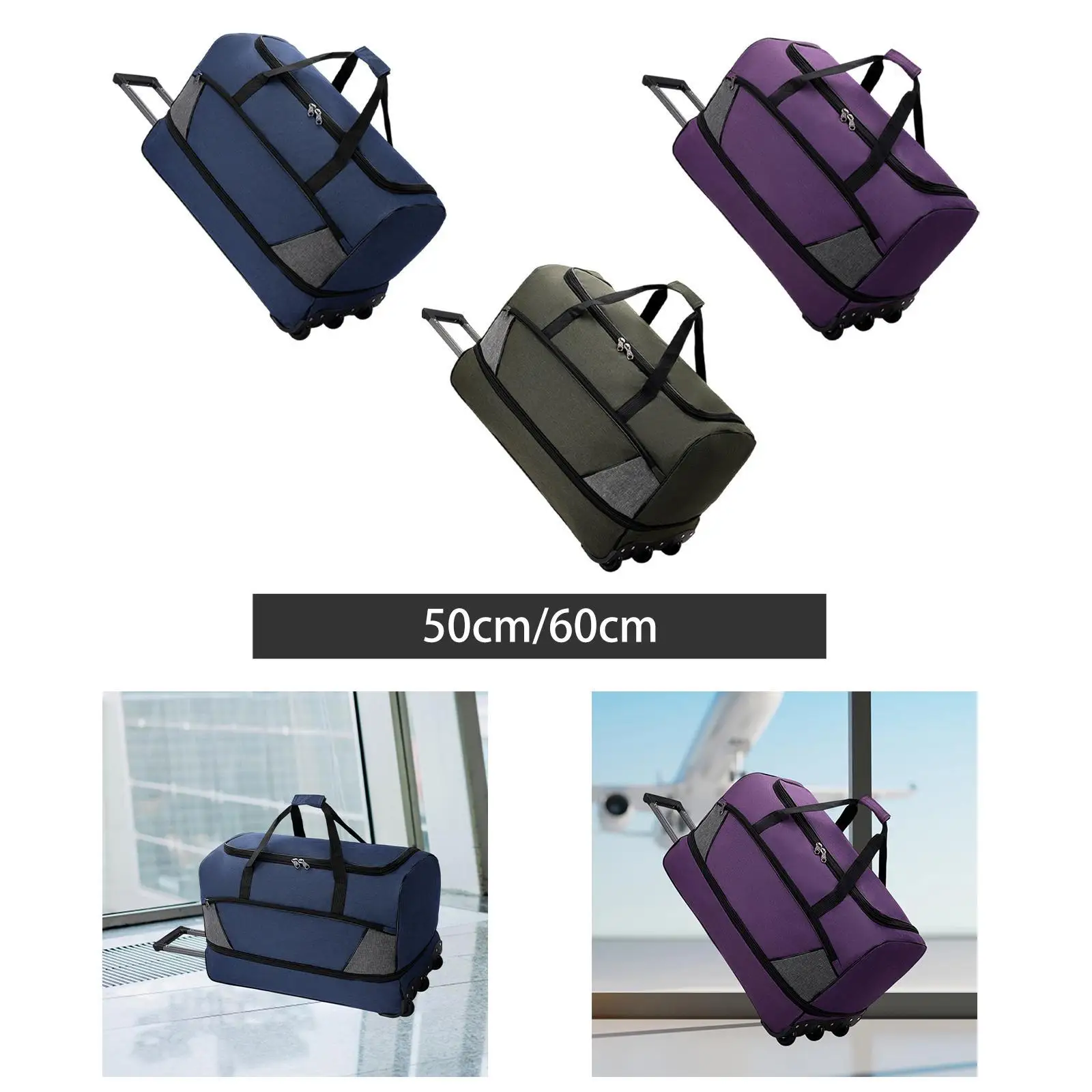 

Rolling Garment Duffel Bag Waterproof for Weekend Getaway Traveling Accessories Carrying Case Suit Dress Bag Multifunctional