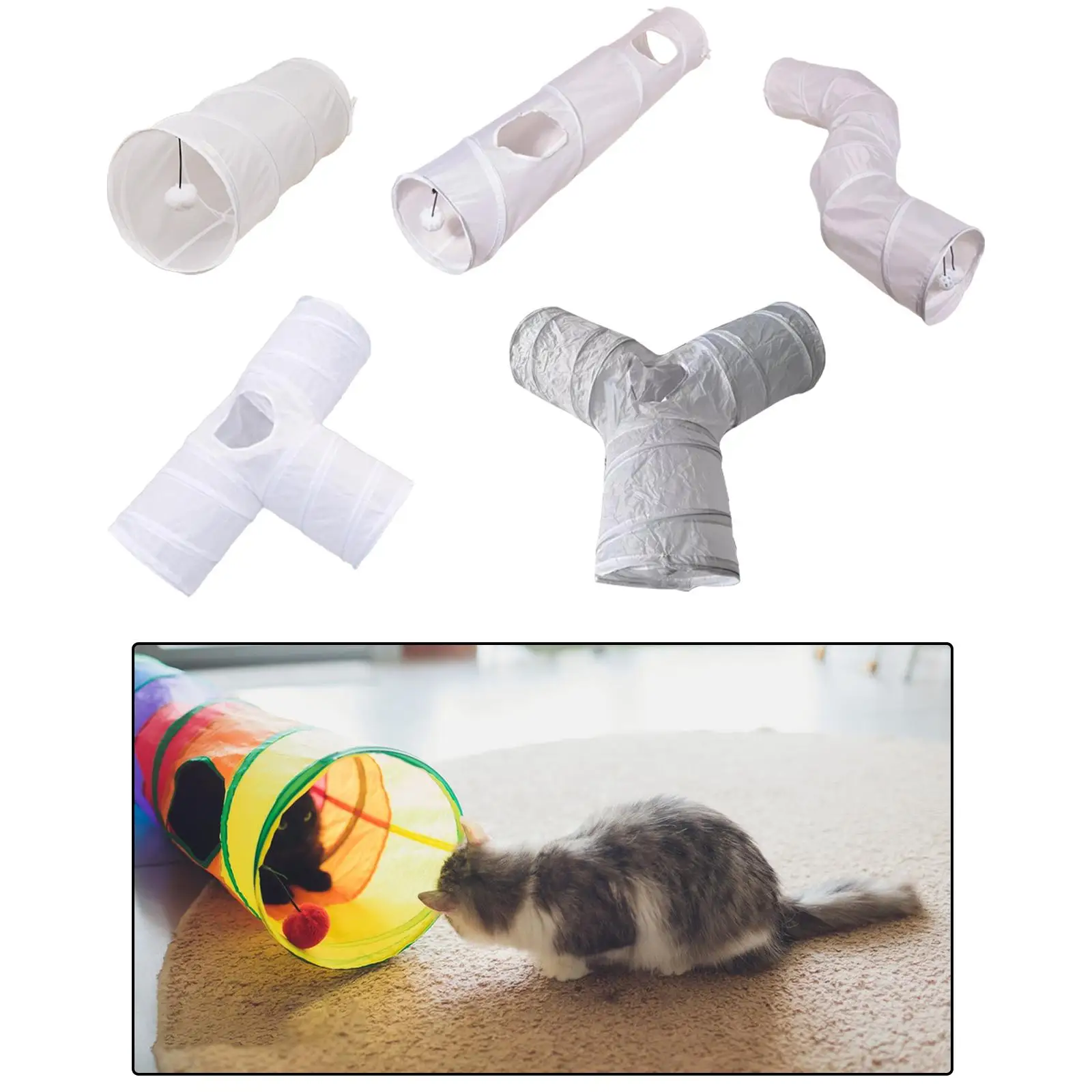 Kitten Tunnel Tube Chase Pet Interactive Toy Folded with Play Ball Indoor Rabbits Kitty Exercising Cat Tunnels Playing Tent