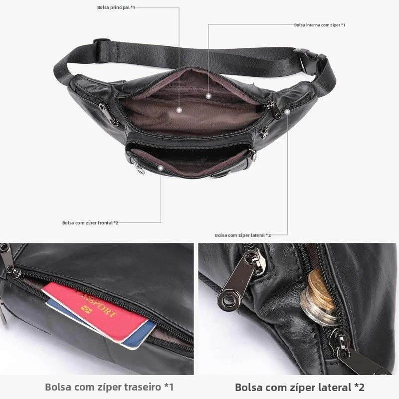 selected-genuine-leather-men's-crossbody-chest-bag-outdoor-sports-mobile-phone-waist-pack-multifunctional-outdoor-travel-bag