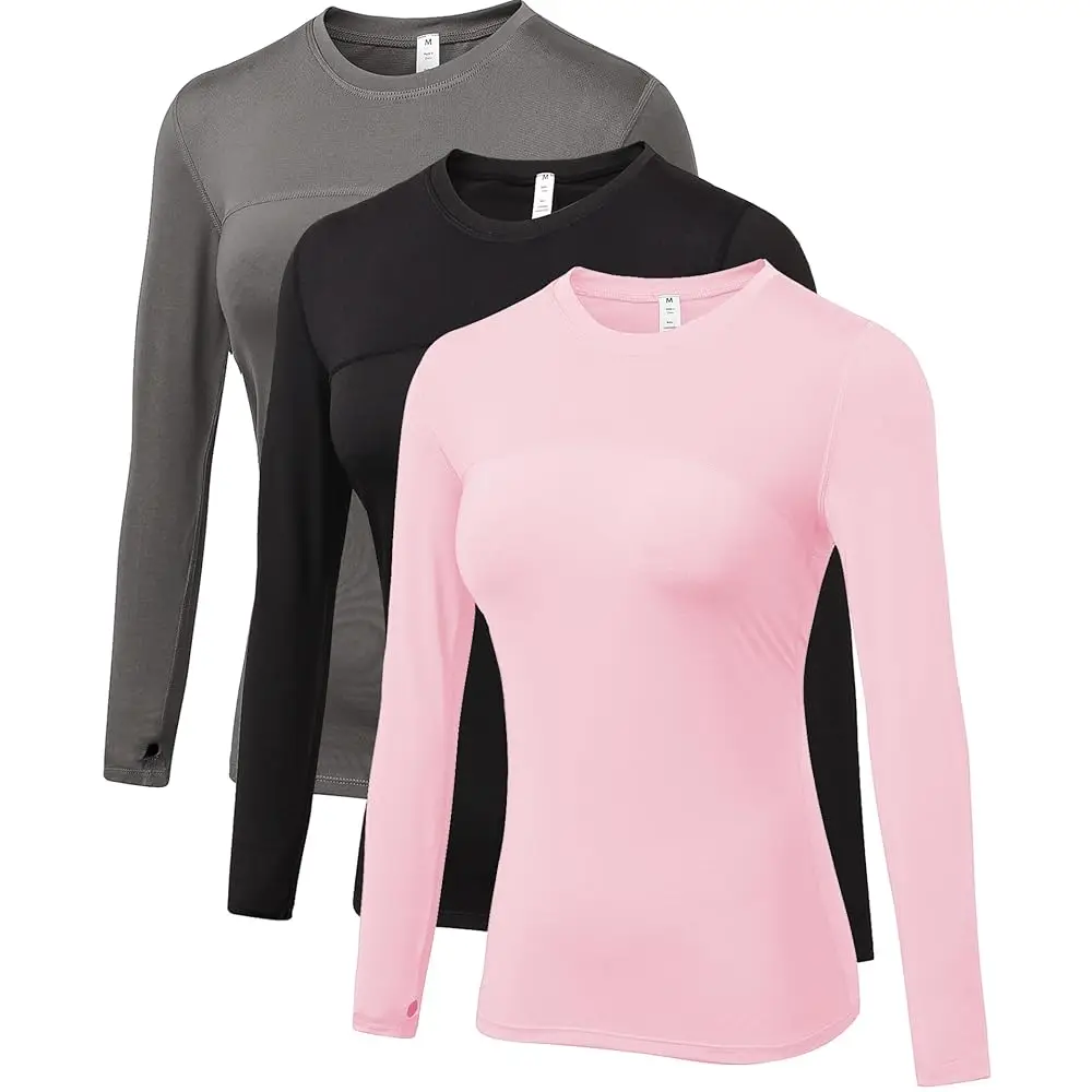 

Women's Sun Protection Compression Shirts UPF 50+ Long Sleeve Workout T-Shirts Rash Guard Athletic Tops