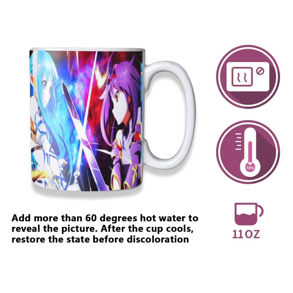 Anime Novel SAO Kirito Yuuki Asuna Color Changing Mug Thermal Sensation Temperature Ceramic Coffee Cup Festival Gifts