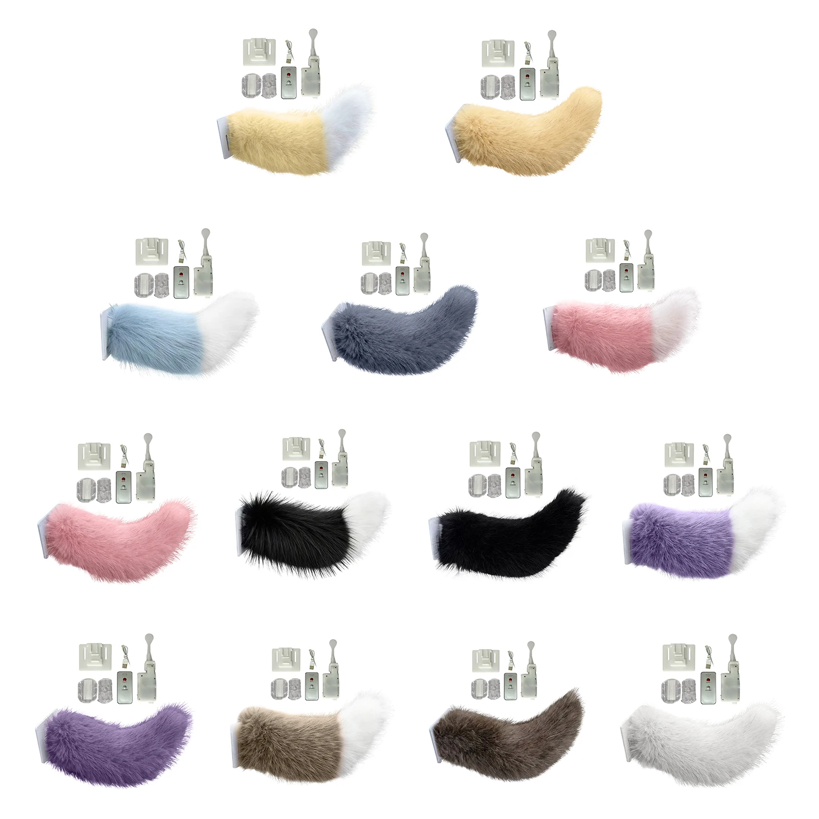 Remote Control Electric Car Tail Rechargeable Cute Fuzzy Moving Tails Plush Wagging Cars Tail for Car Exterior Decoration
