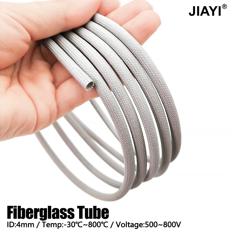 800Deg.C Fiberglass Tube 4mm Soft Chemical Glass Fiber Braided Insulated Sleeve High Temperature Pipe Wire Wrap Sleeved