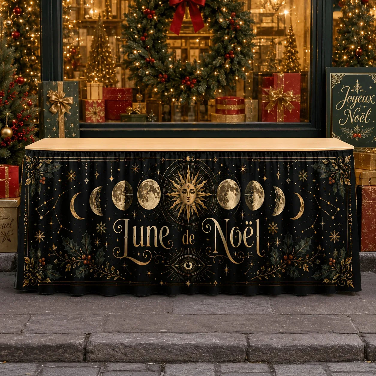 Tablecloth Table Runner 1 piece - Christmas Moon Mystical - Christmas Tablecloth - Moon Phase - Sun - All-Powerful Eye (yzb)