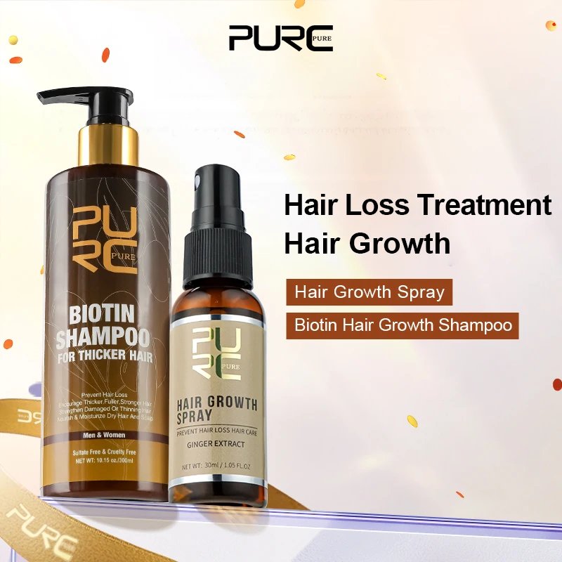 

Hair Growth Spray & Biotin Shampoo Set for Hair Beard Fast Regrowth Care Improves Scalp Strengthens Follicles Beauty Health Care
