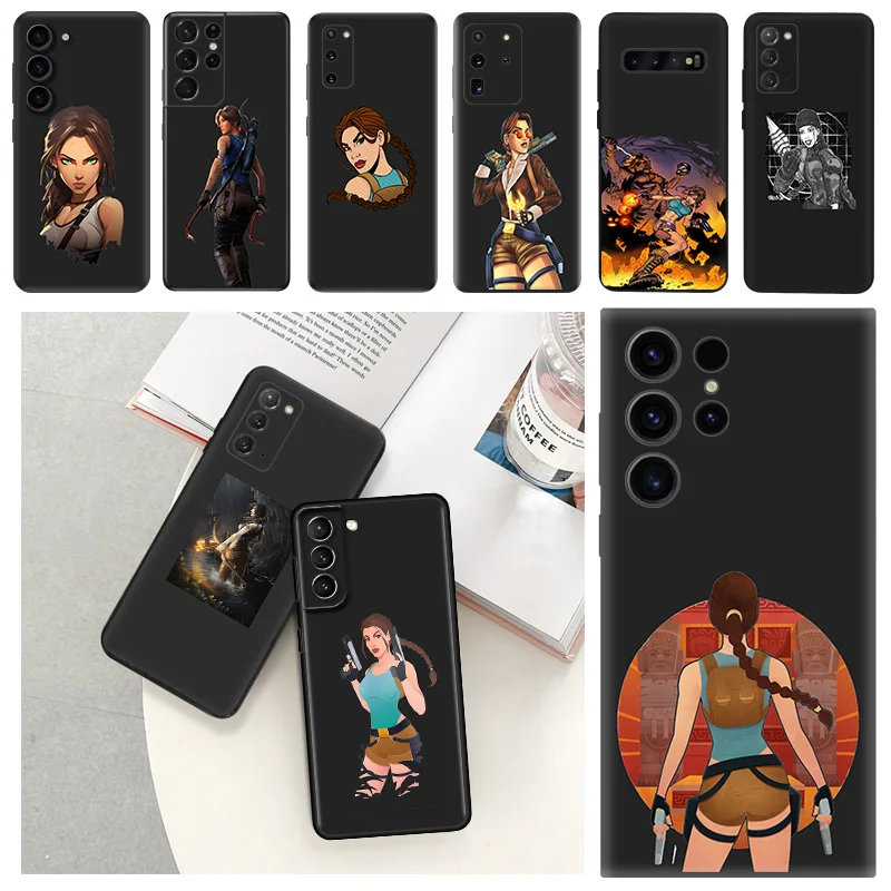 Phone Case for Samsung S24 S20 S21 S22 S10 S23 Ultra FE Plus 5G Tomb Raider Fashion Soft Galaxy Note20 Shell Black Cases Cover