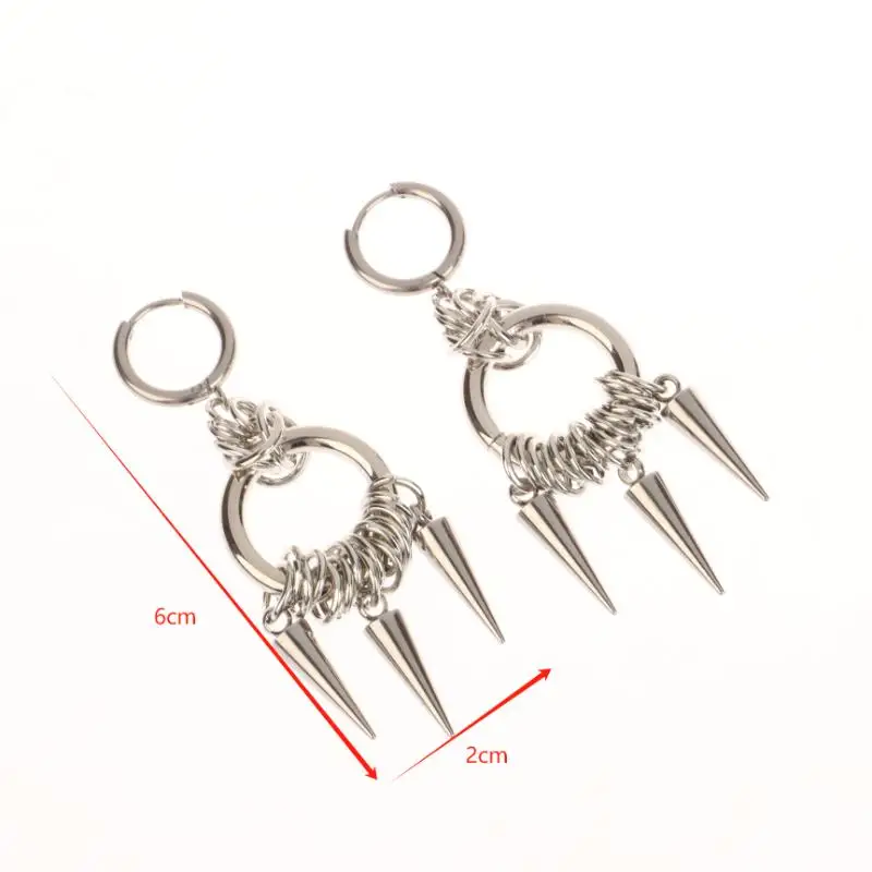 Brincos cravejados estilo punk para mulheres e homens, brincos com pingente de cone gótico y2k grunge, joias penduradas, presente