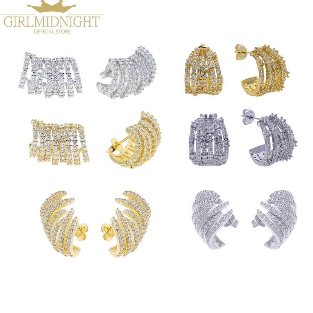 2026 New Fashion Micro Pave Bling CZ Cluster Earring Studs For Women Girls Wedding Party Sparking Gorgeous Jewelry
