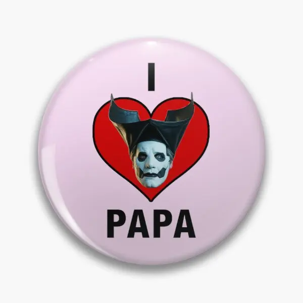 Ghost Band I Heart Papa  Soft Button Pin Collar Metal Brooch Cute Fashion Cartoon Clothes Decor Gift Jewelry Badge Hat Funny