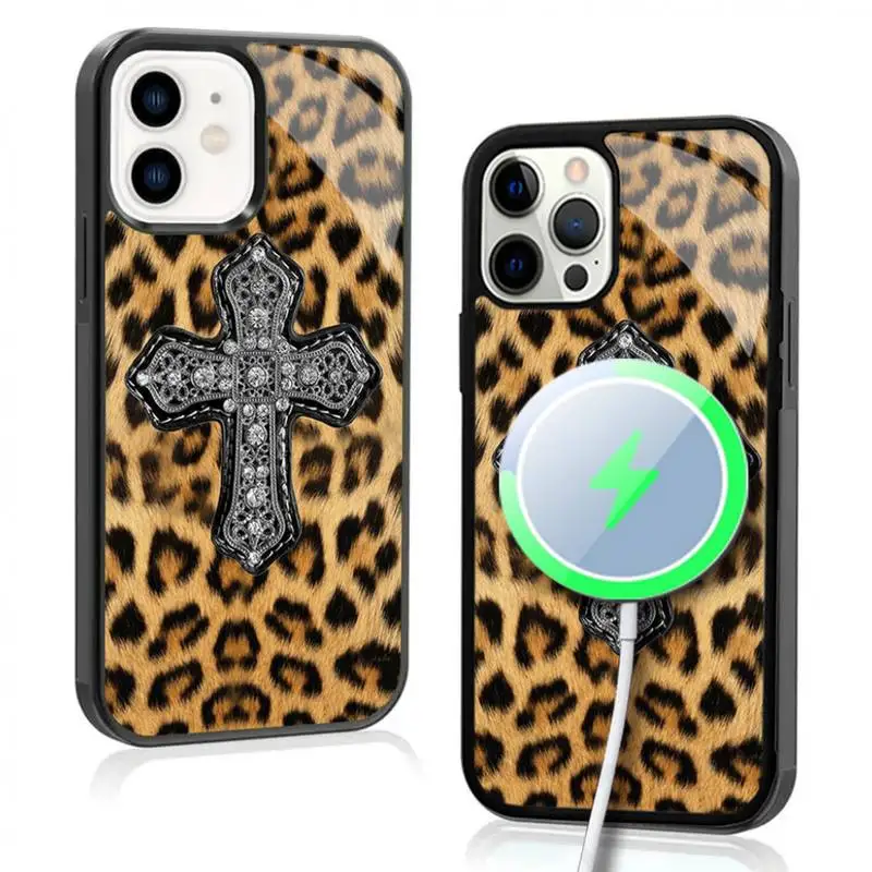 

HOLY CHEETAH Phone Case For IPhone 11 12 13 14 15 Plus Pro Max Mirror Acrylic Cover For Magsafe Wireless Charging