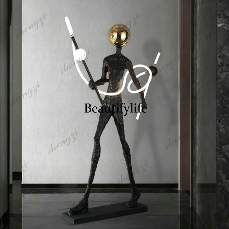 Modern abstract figure sculpture landing, ornaments Hotel sales office Commercial space soft lighting