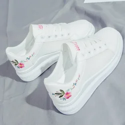 Maogu White Woman Shoes 2024 Spring Comfortable Sneakers Women Breathable Lace-up Flower Casual Shoe Summer Footwear for Woman