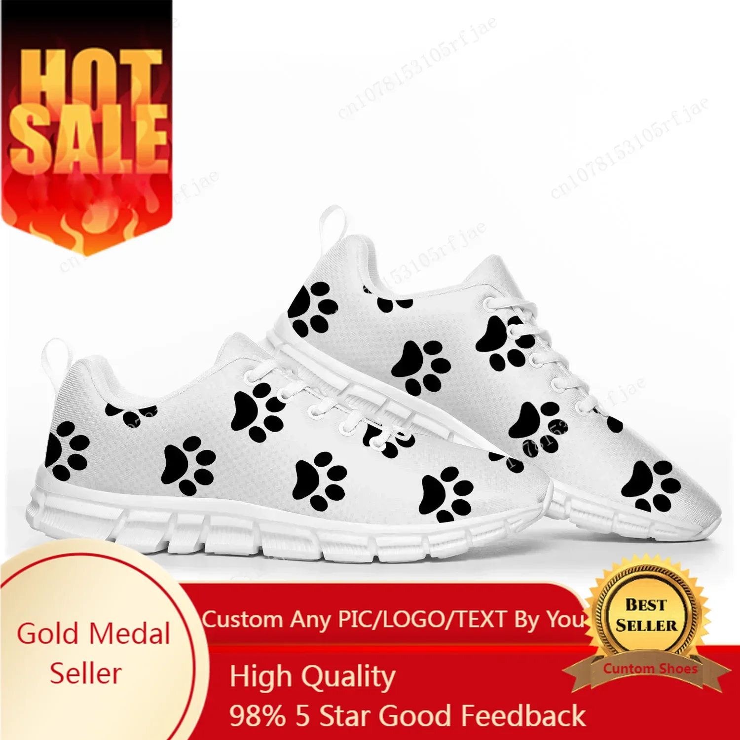 

Dog Paw Print Pet Dog Sports Shoes Mens Womens Teenager Sneakers Casual Custom Couple Shoes White