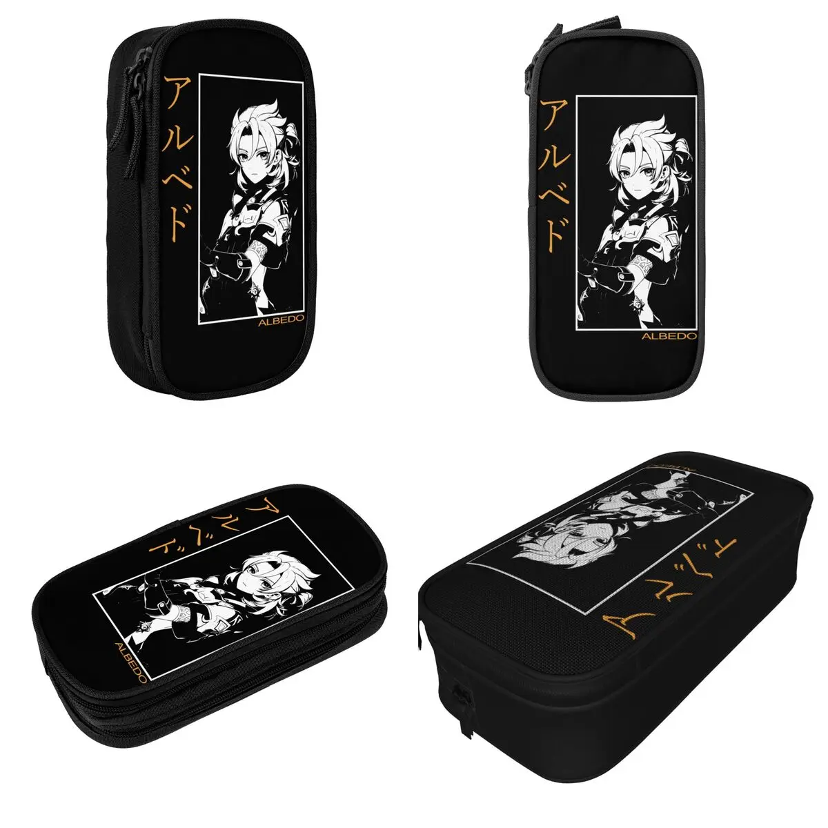 Fun Albedo Genshin Impact Anime Pencil Cases Pencil Pouch Pen Holder Kids Large Storage Bag Students School Gifts Stationery