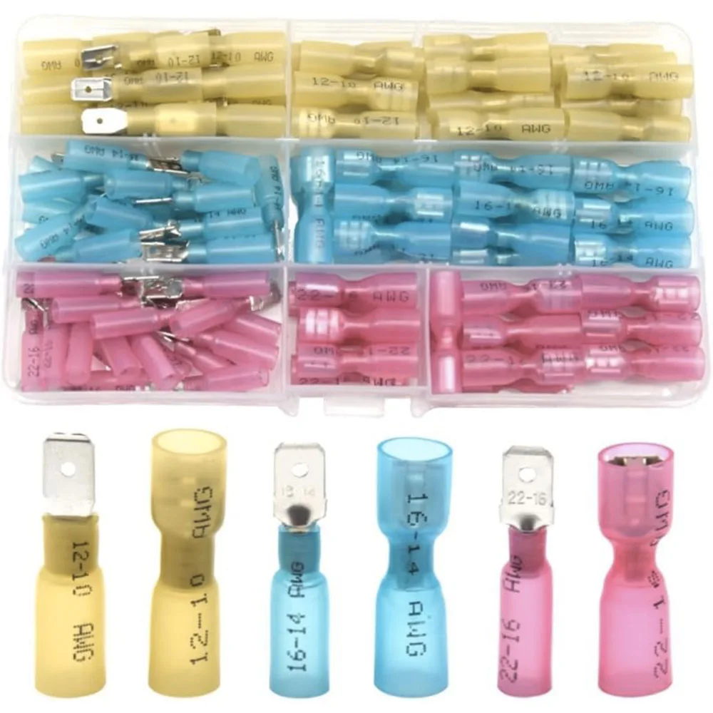 120 Pieces Spade Connectors 22-16/16-14/12-10 AWG Male and Female Insulated Crimp Terminal Electrical Wire Connectors