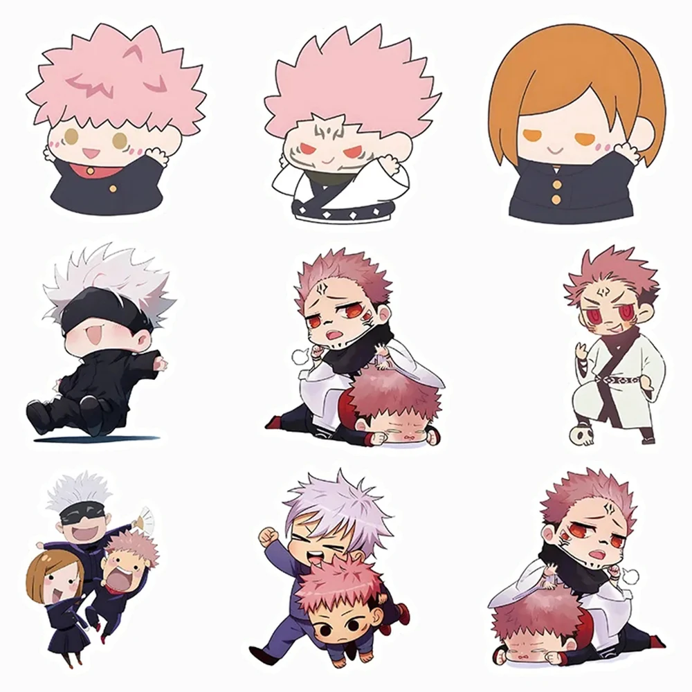 สติกเกอร์การ์ตูนอนิเมะ jujutsu Kaisen น่ารัก10/30/60ชิ้น, สติ๊กเกอร์การ์ตูนน่ารักลาย jujo itadori Yuji เคสโทรศัพท์กระเป๋าแล็ปท็อปรูปลอก