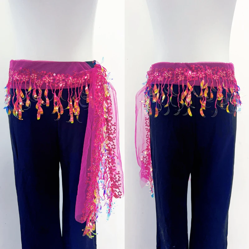 Belly Dance Costume Hip Scarf for Women Sequing Tassel Bellydancing Accessories Wear Belt Oriental Waist Chain Hip Scarves