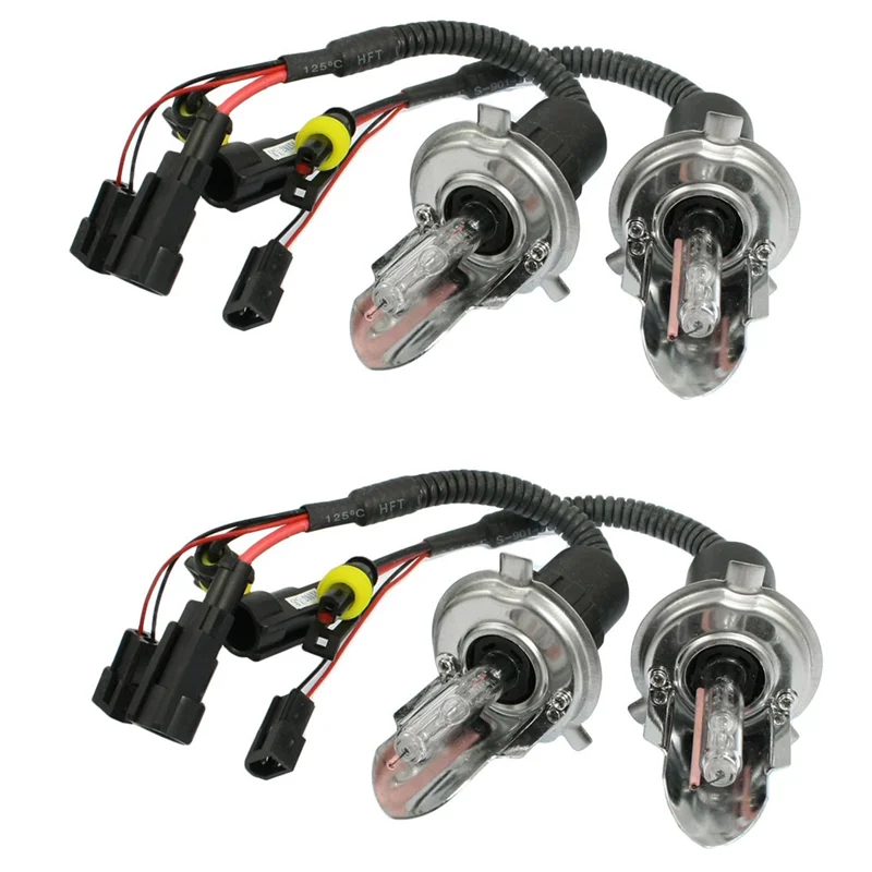 BHBD-4 Pcs 35W DC 12V 12000K H4 HID Xenon Hi/Lo Front Lights Bulbs Harness