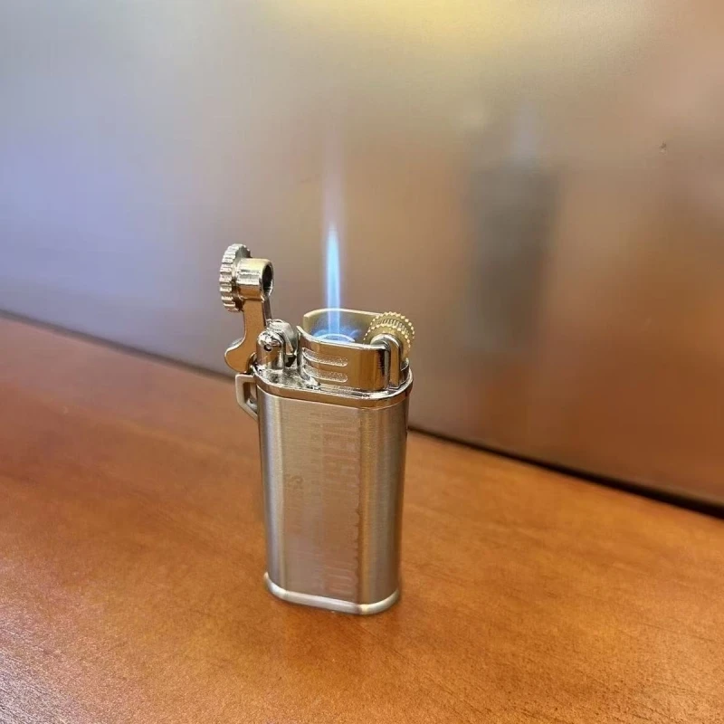 New Fashion Letter Trendy Brand Inflatable Lighter Metal Flip Wheel Gas Windproof Jet Flame Mini Lighter Men's Gift