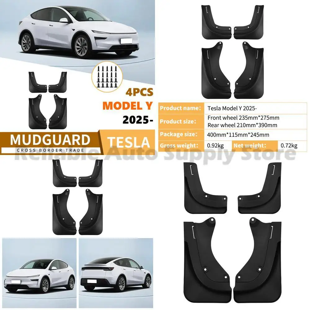 

For Tesla Model Y 2025 Upgrade Edition Mud Flaps Soft Rubber High Quality Durable Weather Resistant Easy Installation Fast Shipp