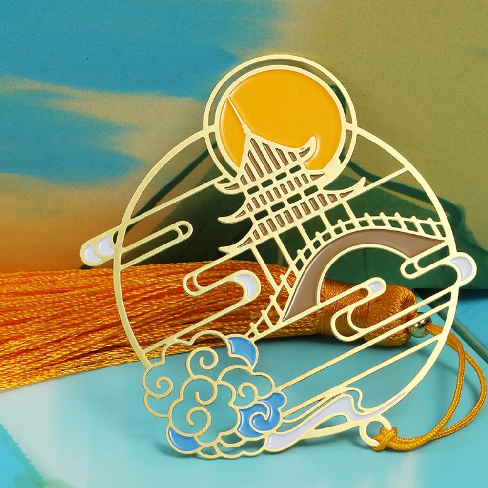 Alloy Chinese Style Bookmarks Classical Chinese Style Moon Rabbit Book Clip with Tassel Exquisite Book Page Marker Stationery