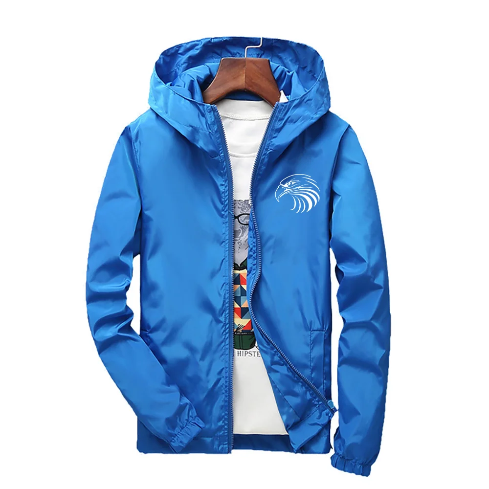Casual Men Spring Outdoor Jacket Autumn Unisex Plus Size Thin Zipper Windbreaker Fashion Color Coat Solid Trend Hooded Sport