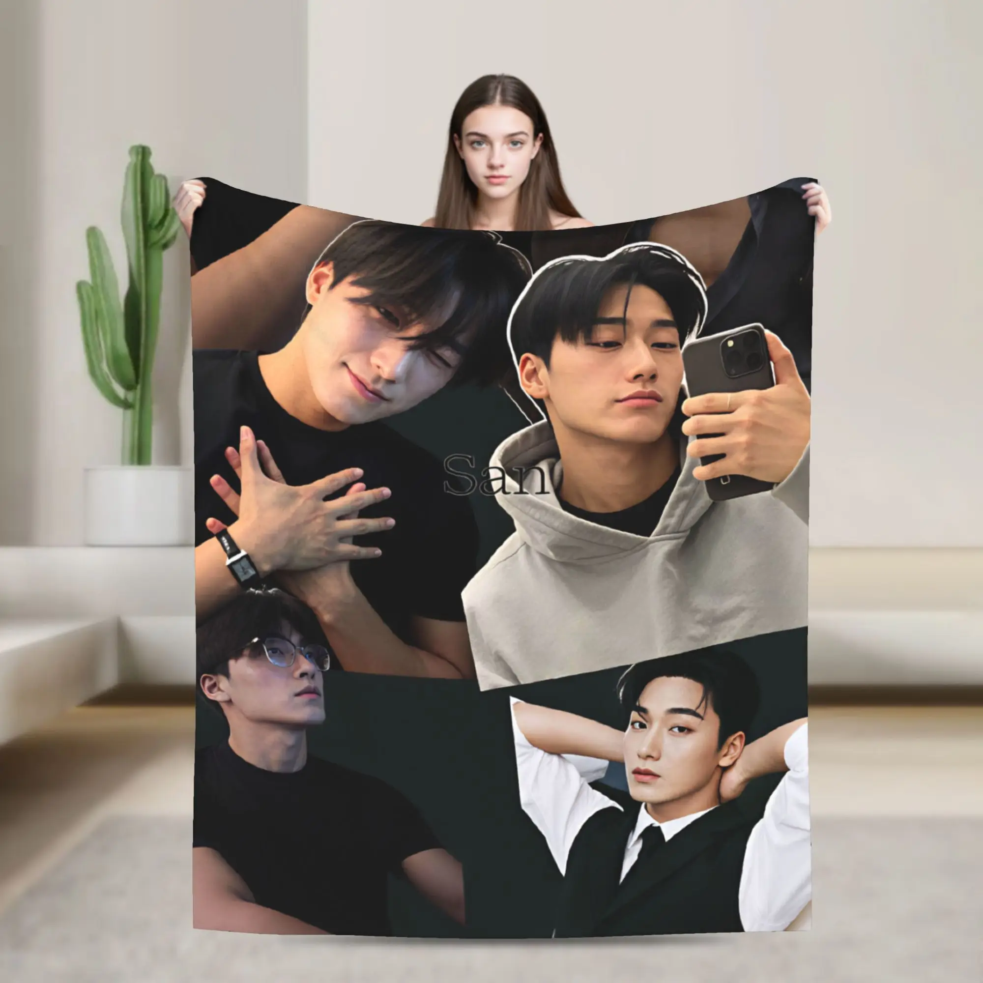 Choi San Singer Super Warm Blanket  Boy Girl Plush Throw Blanket Graphic Couch Chair Flannel Bedspread Sofa Bed Cover