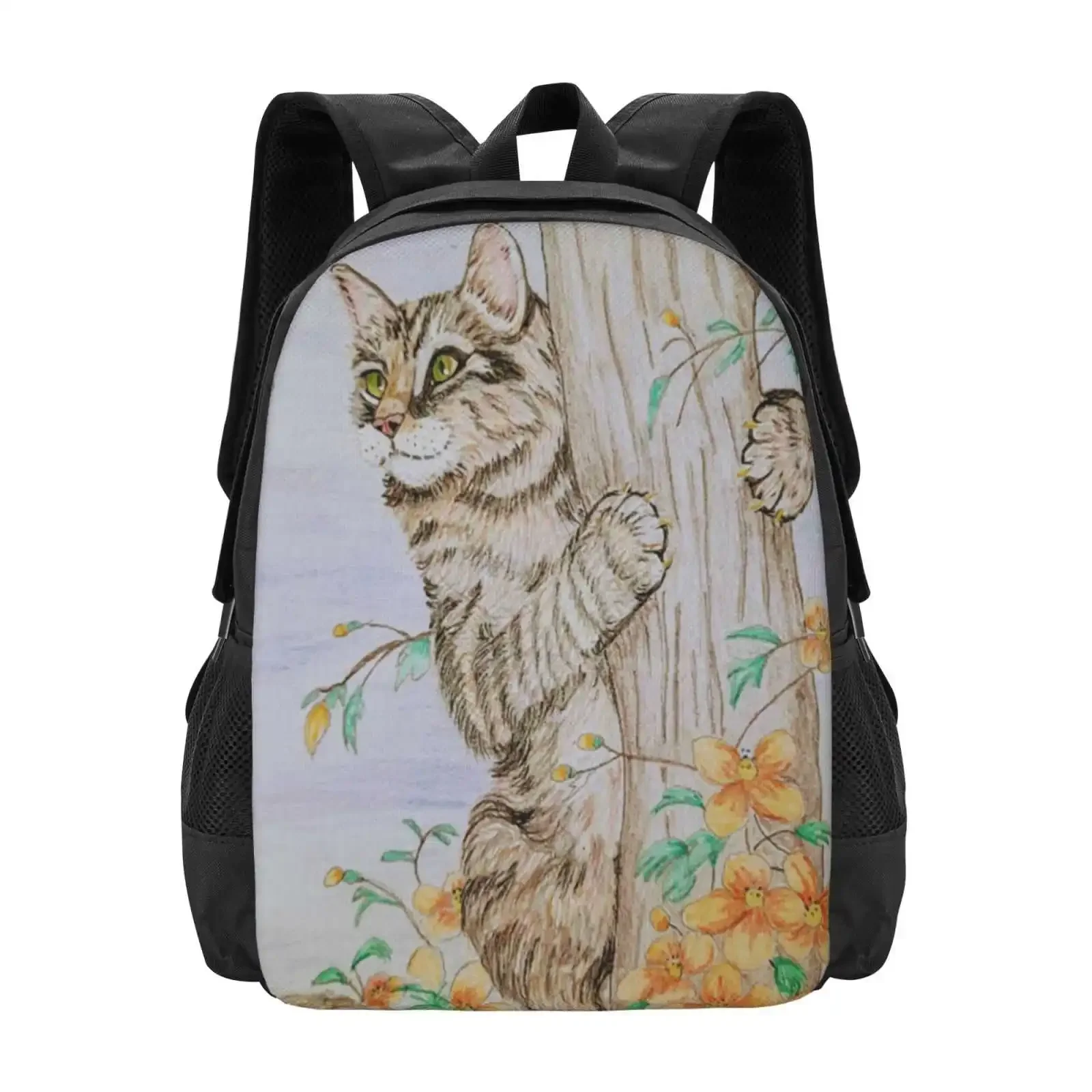 

Tree Cat Colored Hot Sale Schoolbag Backpack Fashion Bags Male Cat Tree Flowers Aceneela Polychromos Pastel Chalk