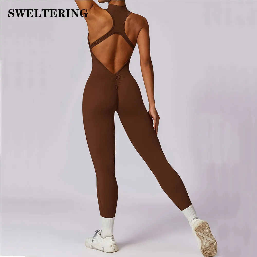 Women's Tracksuit Yoga Set Yoga Zipper Jumpsuits One Piece Workout Rompers Sportswear Gym Set Workout Clothes Women Bodysuits