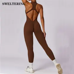 Women's Tracksuit Yoga Set Yoga Zipper Jumpsuits One Piece Workout Rompers Sportswear Gym Set Workout Clothes Women Bodysuits