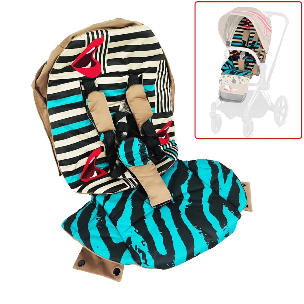 Baby Buggy Seat Cover For Cybex Priam 3 E-Priam Seat Pack Part One Love Type Farbic Cushion Backrest Bebe Stroller Accessories