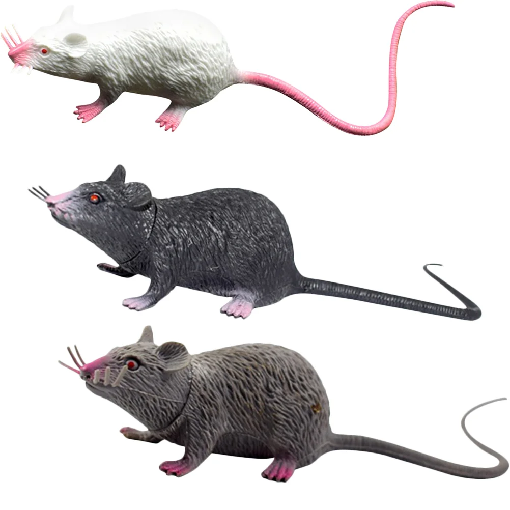 

3 Pcs Simulation Mouse Realistic Rat Party Props Creepy Toys Kids Luxury Fake Rats Tricks Pvc Models Child