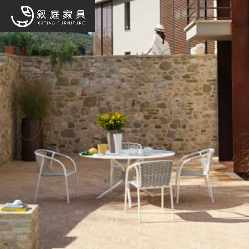 Creative terrace outdoor leisure rattan table and chair set combination indoor and outdoor courtyard garden open-air rattan chai