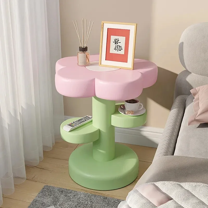 Nordic Flower Side Table Bedroom Nightstands Modern Small Space Design Bedside Table Mobile Aesthetic Simple Household Furniture