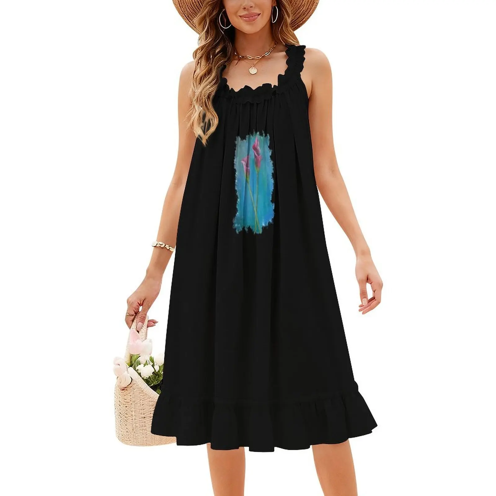 زنابق كالا الجميلة: أناقة على كل جذع فستان هيب هوب نسائي ملابس الشارع مطبوع عليه رسومات جرافيكية للحفلات والنوادي باللون الأرجواني كالا #4