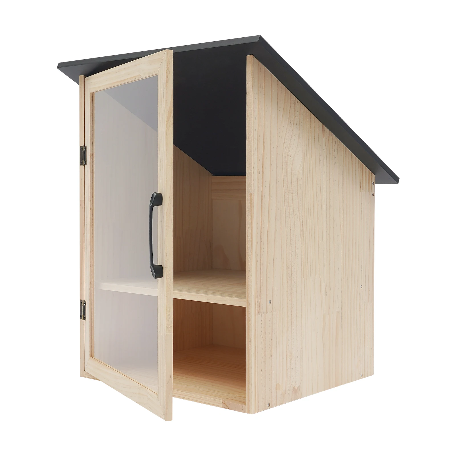 Wooden Bookshelf, Library Box with Desktop Drawers, 2 Tier Sloped Roof Bookcase, Single Door Storage Cabinet, 8.82 lbs Weight Capacity, Book Magazine Holder for Home School Park, Community Cohesion Decor