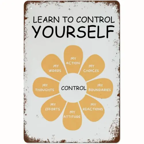 Learn to control yourself retro metal sign suitable for home library cafe sign