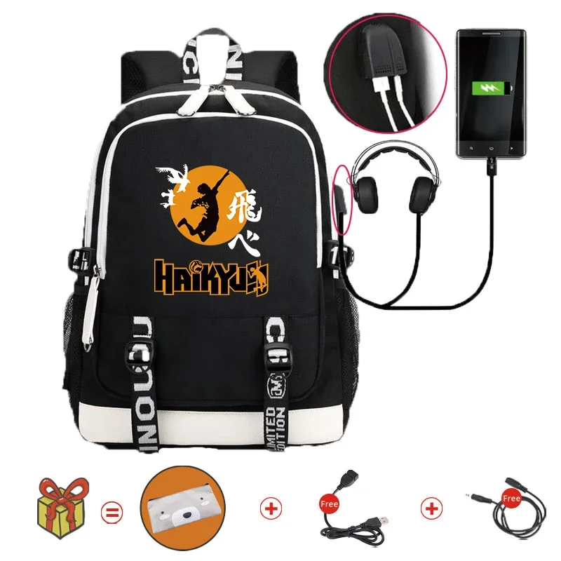 Anime Backpack Volleyball Junior Manga Schoolbag for Adults Waterproof Laptop Bag Large Capacity to Travel Daily Bookbags