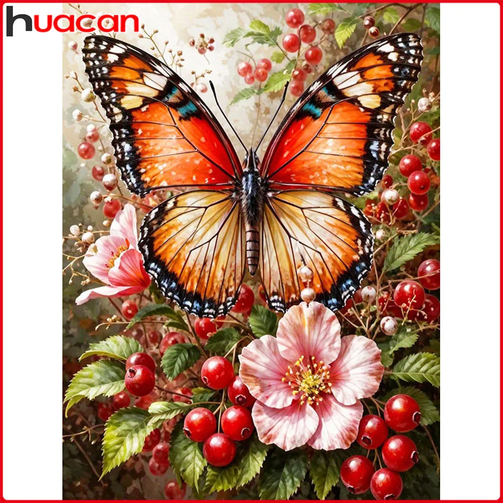 Huacan Diamantmalerei Schmetterling Blume Diamant-Mosaik Tier Komplettset Dekorative Gemälde