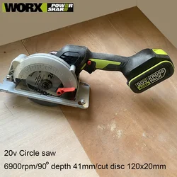 Worx Cordless Circular Saw Brushless WU533 6900rpm 120x20 Depth40/30mm 45/90Degree for Woodworking Share Green Battery Platform