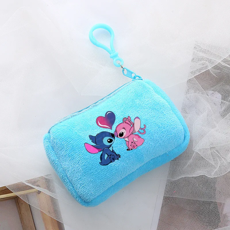 Anime Stitch Mini Plush Coin Purse Cartoon Anime Canvas Square Storage Bag ID KeyCase Handbag Kids Girls Birthday Cute Gifts