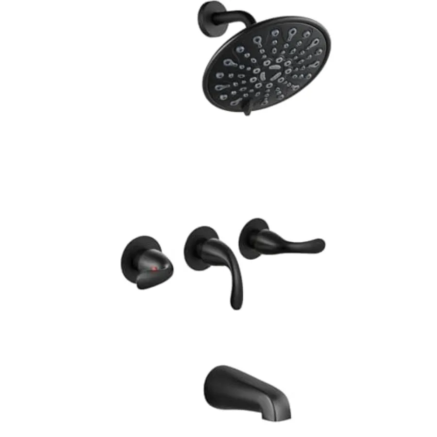 

3 Handle Tub Shower Faucet Set Bathtub Shower Fixture Bathroom Tub and Shower Faucet Combo Shower System Complete Tub and Showe
