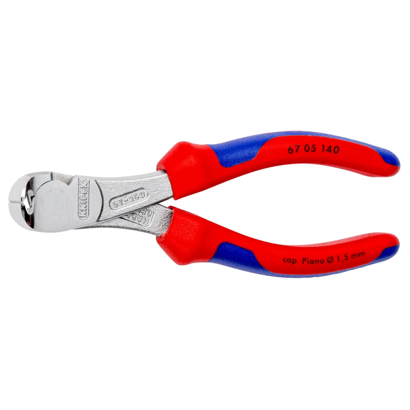 KNIPEX 67 05 140 Cutting Plier 5.5-inch Chrome-plated High Leverage End Cutting Nipper with Cutting Edges for Soft Hard Wire