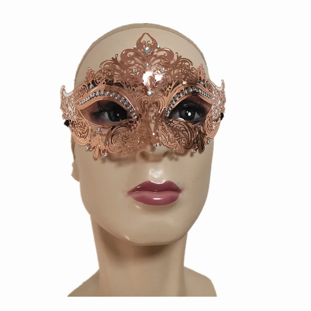 

Metal Women Skull Filigree Masks Black White Phantom Laser Cut Venetian Mask Masquerade for Party