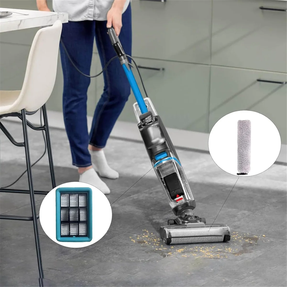 

Щетка для пылесоса, рулонный фильтр, запасные части для Bissell Crosswave HF2/3845N/3831, щетка для мытья полов, фильтры