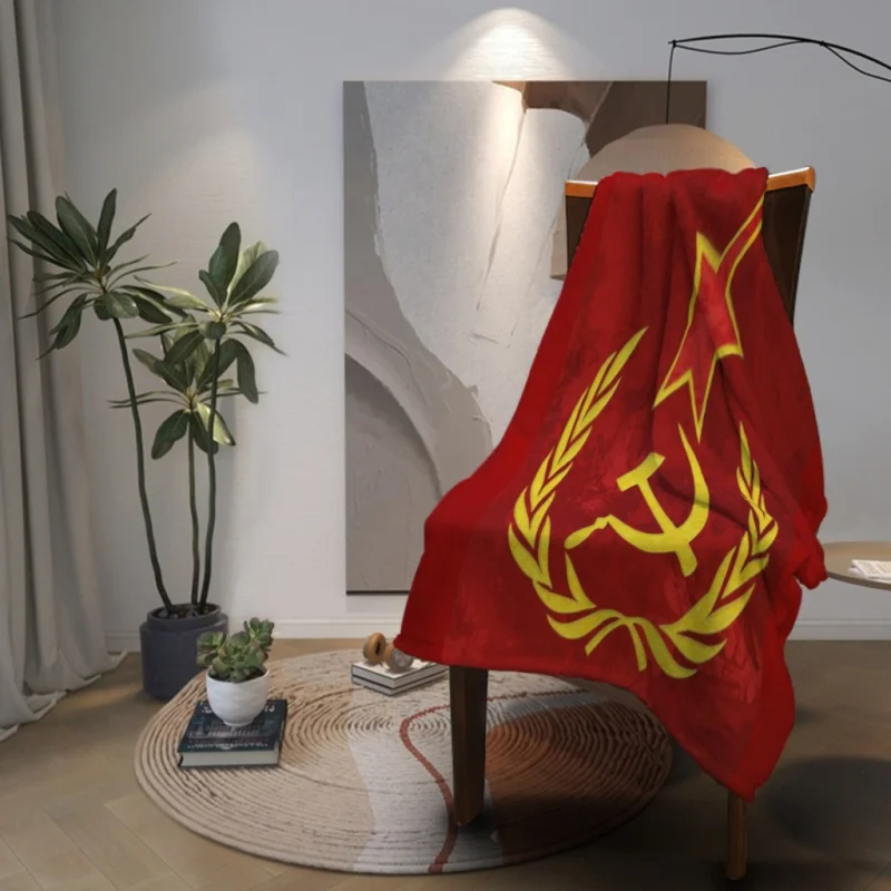 HAMMER AND SICKLE Throw Blanket Soft Velvet Blanket Camping Bedding Blanket Cold Cinema or Travel